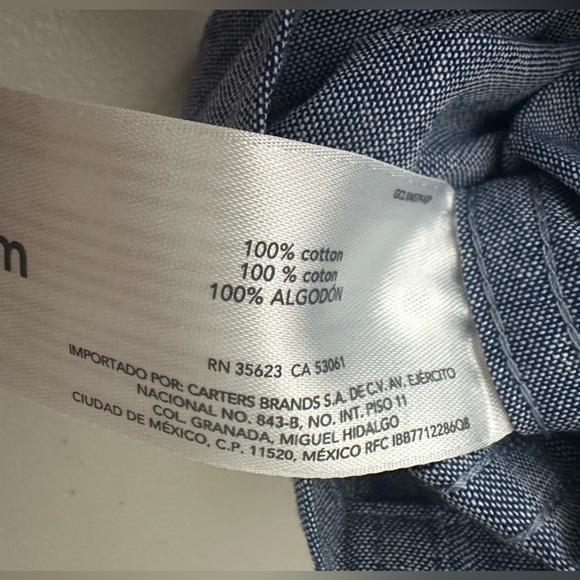 Carters Chambray Baby Boy Polo Romper - Picture 4 of 5